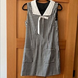 Black and White Checkered Dress with Bow